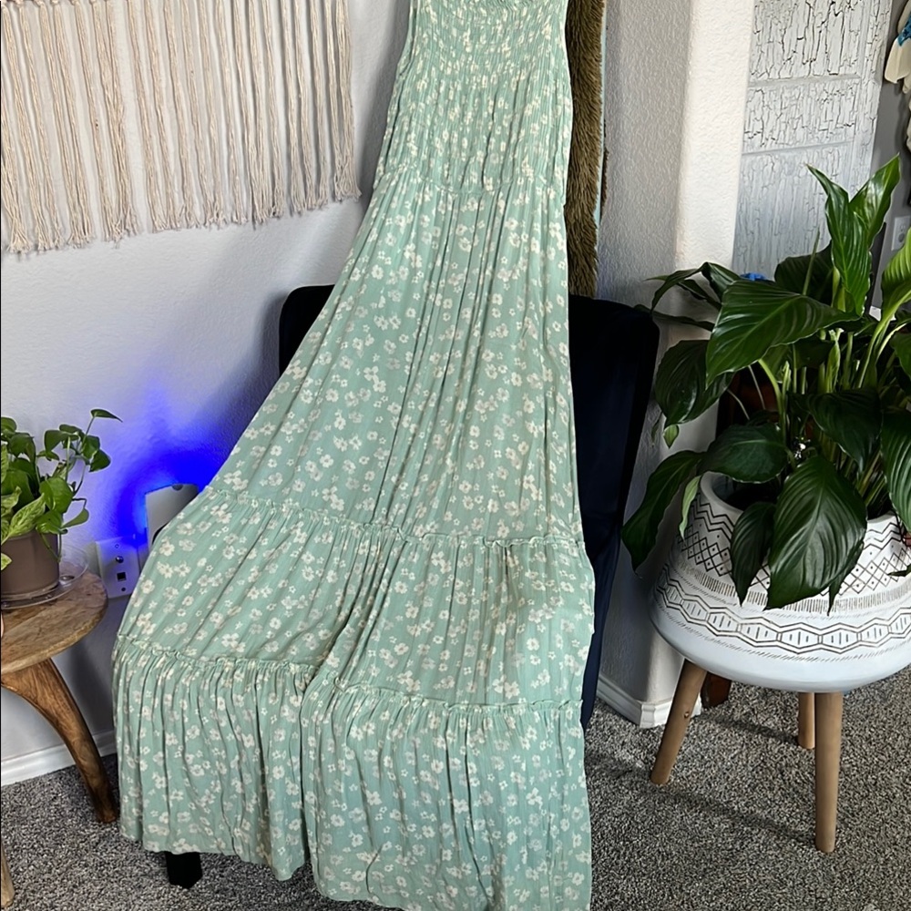 Altar'd State Mint Green Floral Maxi Dress